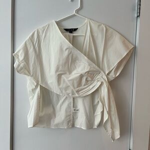 Asymmetrical Women's White Wrap Top